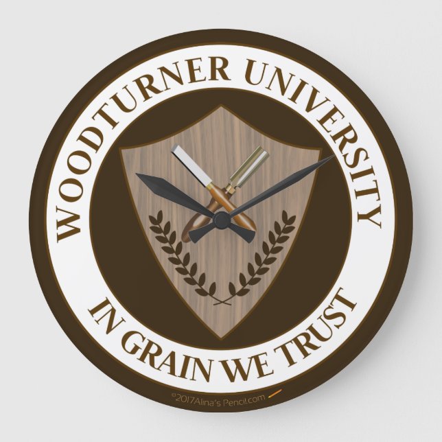 Funny Gift for Woodturner Woodturning University Large Clock (Front)