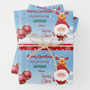 Funny Gift From Santa Rudolph Snowflakes Kids   Wrapping Paper Sheet