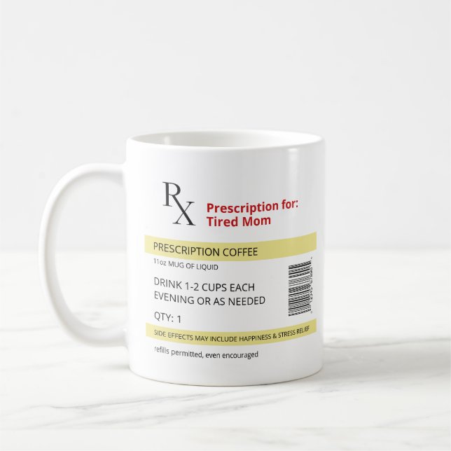 Funny Gift Idea For Mum, Coffee Lover - Rx Novelty Mug (Left)