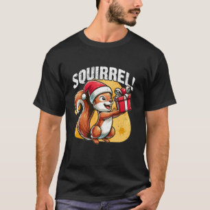 Funny Gifts Christmas Santa Hat Squirrel Lover Xma T-Shirt