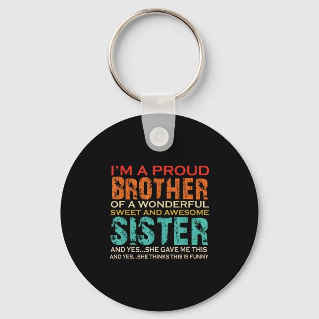 Funny Gifts For Brother From Awesome Sister Birthd Key Ring (Front)