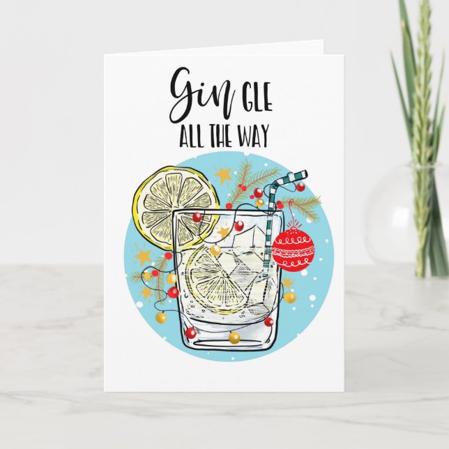 funny Gin christmas card jingle all the way (Front)