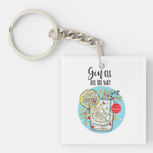 funny Gin christmas card jingle all the way Key Ring