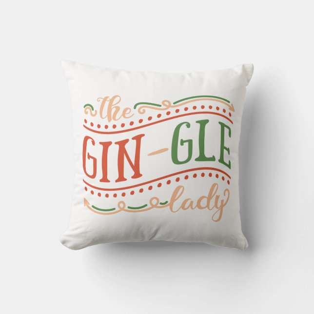Funny Gin-gle Lady Christmas | Throw Pillow (Front)