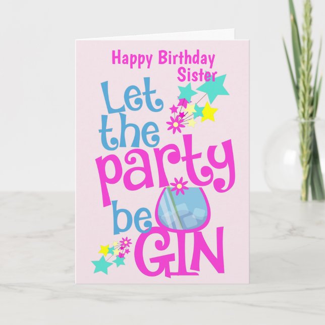 Funny Gin Happy Birthday Card (Front)