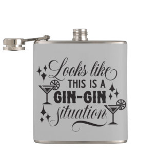 funny gin lovers word art hip flask