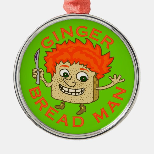 Funny Ginger Bread Man Christmas Pun Metal Tree Decoration (Front)