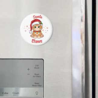 Funny Ginger Cat Christmas Santa Hat Pun Magnet