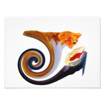 Funny Ginger Cat Goldfish Abstract Musical Art