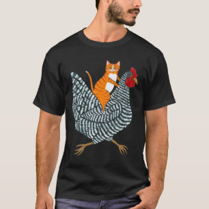 Funny Ginger Cat Orange Kitten Chicken Ride Men Wo T-Shirt