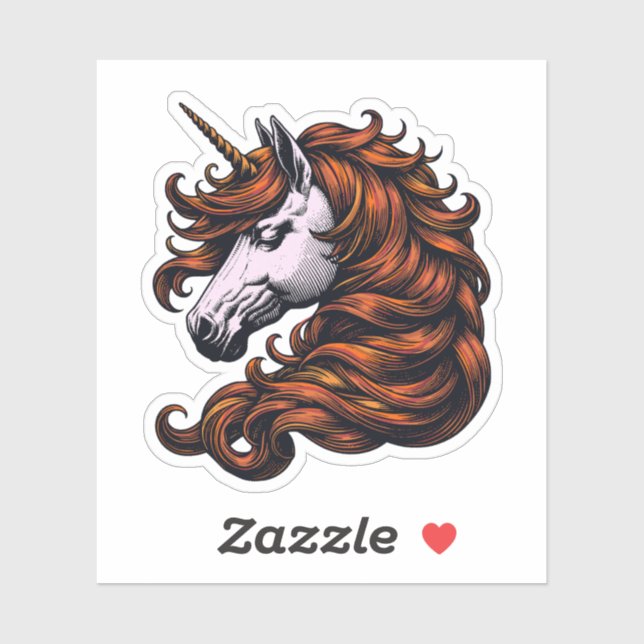 Funny Ginger Unicorn Head  (Sheet)