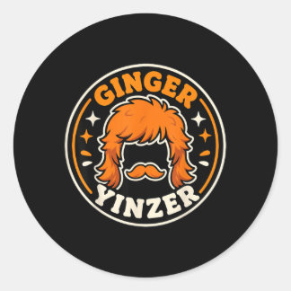 Funny Ginger Yinzer Mullet Moustache Football Retr Classic Round Sticker