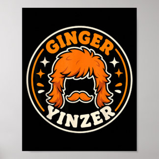 Funny Ginger Yinzer Mullet Moustache Football Retr Poster