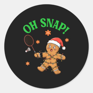 Funny Gingerbread Badminton Christmas Cookie Oh Sn Classic Round Sticker