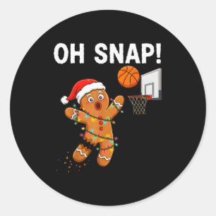 Funny Gingerbread Basketball Christmas Santa Cooki Classic Round Sticker