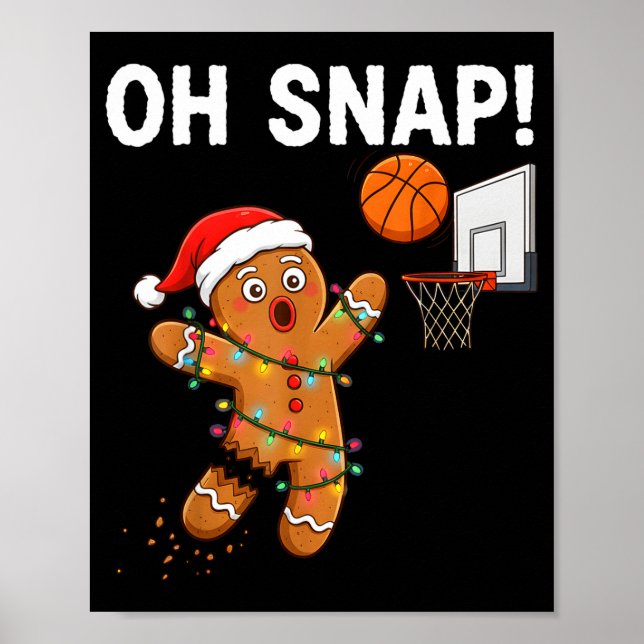 Funny Gingerbread Basketball Christmas Santa Cooki Poster (Front)