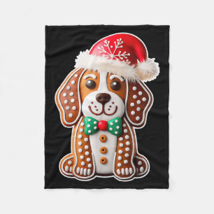 Funny Gingerbread Beagle Dog Christmas Womens Mens Fleece Blanket
