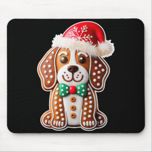 Funny Gingerbread Beagle Dog Christmas Womens Mens Mouse Pad