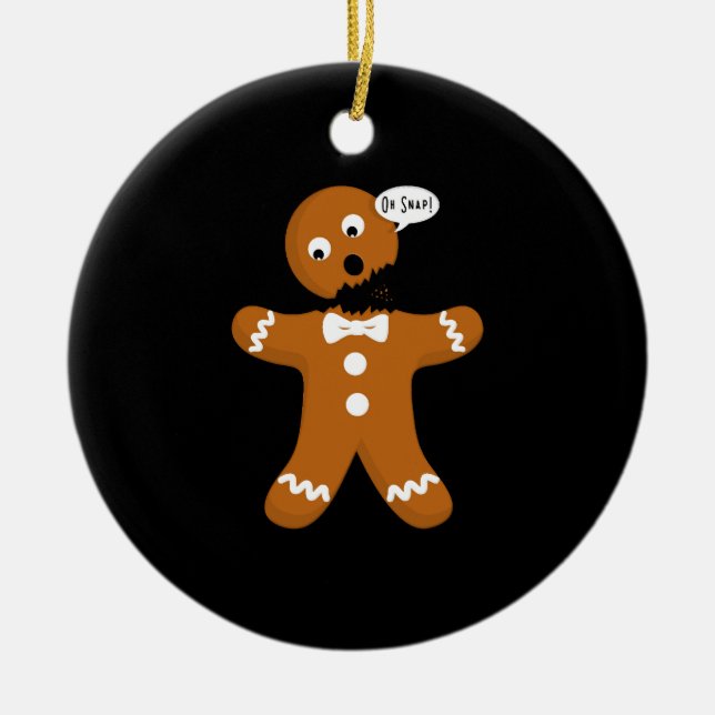 Funny Gingerbread Ceramic Ornament (Front)
