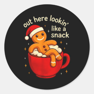 Funny Gingerbread Christmas Snack Cookies Boys Tod Classic Round Sticker
