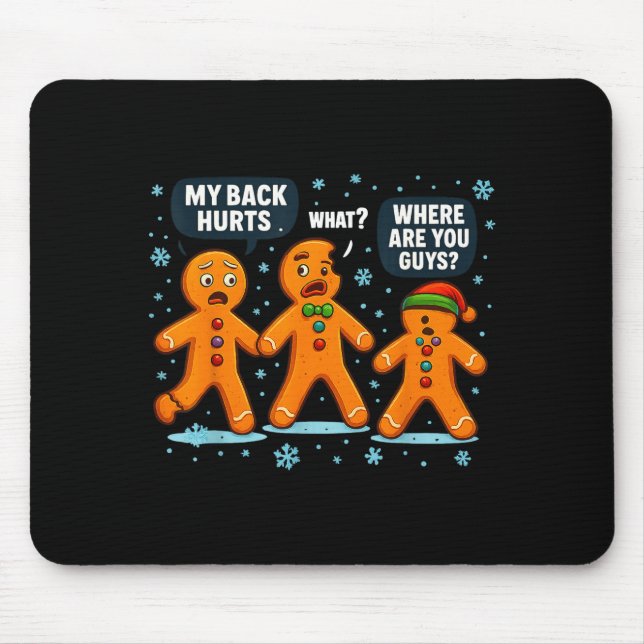 Funny Gingerbread Christmas Snow Cookie Design Men Mouse Pad (Front)