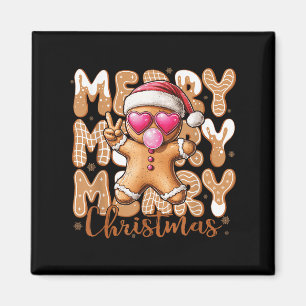 Funny Gingerbread Cookie Peace Sign Merry Merry Ch Magnet