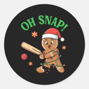 Funny Gingerbread Cricket Christmas Cookie Oh Snap Classic Round Sticker