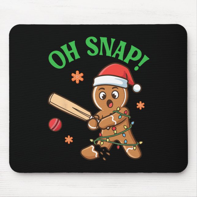 Funny Gingerbread Cricket Christmas Cookie Oh Snap Mouse Pad (Front)