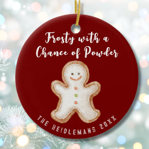 Funny Gingerbread Cute Red Traditional Christmas  Ceramic Ornament