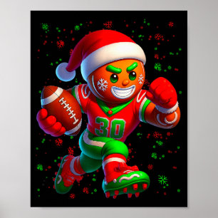 Funny Gingerbread Football Snowflake Christmas Xma Poster