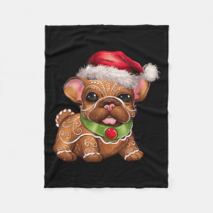Funny Gingerbread French Bulldog Christmas Womens  Fleece Blanket