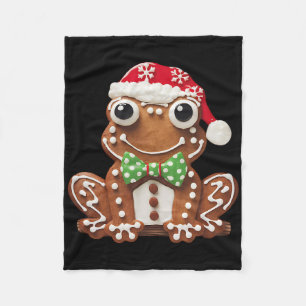 Funny Gingerbread Frog Christmas Womens Mens Kids Fleece Blanket