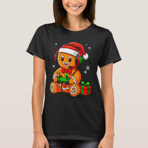 Funny Gingerbread Gaming Pjs Pajamas Christmas Xma T-Shirt