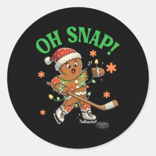 Funny Gingerbread Ice Hockey Christmas Cookie Oh S Classic Round Sticker