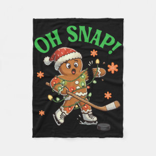 Funny Gingerbread Ice Hockey Christmas Cookie Oh S Fleece Blanket
