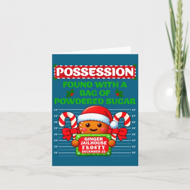 Funny Gingerbread Inmate Christmas Matching Family Card (Front)