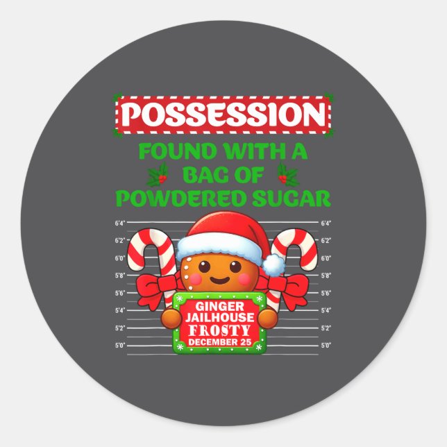 Funny Gingerbread Inmate Christmas Matching Family Classic Round Sticker (Front)
