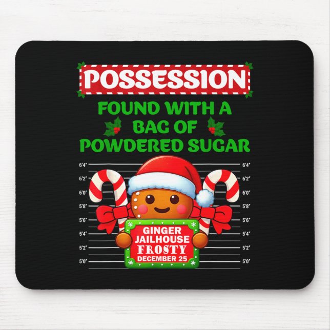 Funny Gingerbread Inmate Christmas Matching Family Mouse Pad (Front)