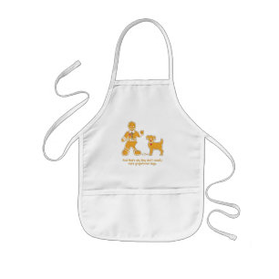 Funny Gingerbread Man and Dog for Christmas Kids Apron