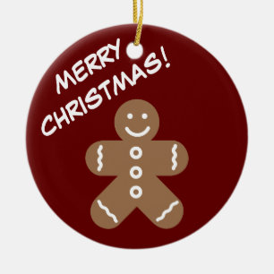 Funny gingerbread man cartoon custom Christmas Ceramic Ornament