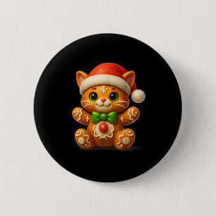 Funny Gingerbread Man Cat Christmas Womens Mens Gi 6 Cm Round Badge