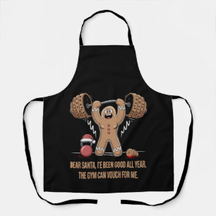 Funny Gingerbread Man Christmas Gym Workout Apron