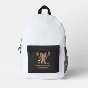 Funny Gingerbread Man Christmas Gym Workout Printed Backpack