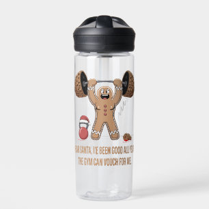 Funny Gingerbread Man Christmas Gym Workout  Water Bottle