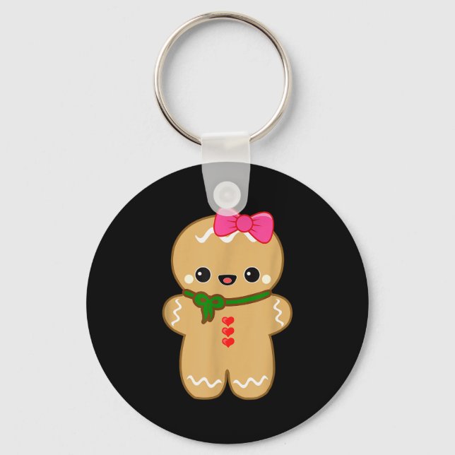 Funny Gingerbread Man Christmas Women &amp; Girl T Key Ring (Front)