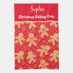 Funny Gingerbread man cookies custom Baking Crew Tea Towel