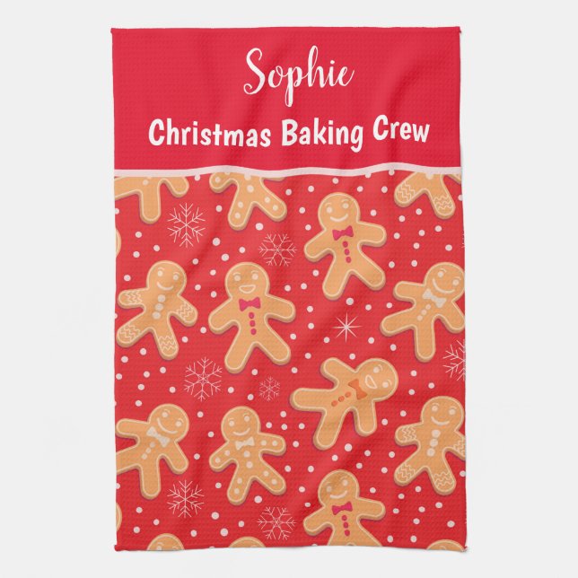 Funny Gingerbread man cookies custom Baking Crew Tea Towel (Vertical)