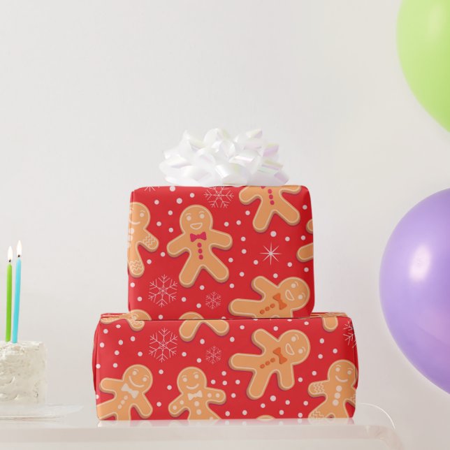 Funny Gingerbread man cookies pattern   Wrapping Paper (Party Gifts)
