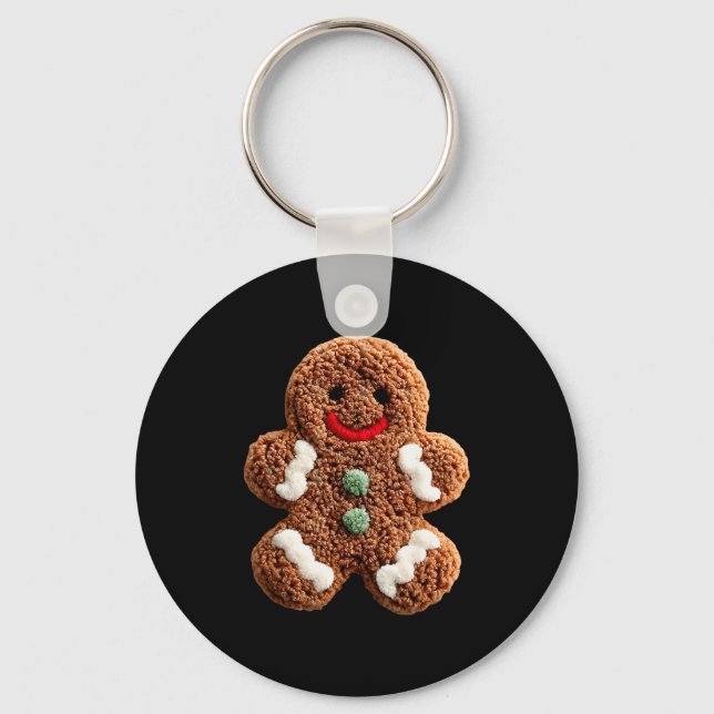 Funny Gingerbread Man Crochet Christmas Xmas Pajam Key Ring (Front)