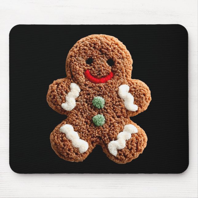 Funny Gingerbread Man Crochet Christmas Xmas Pajam Mouse Pad (Front)